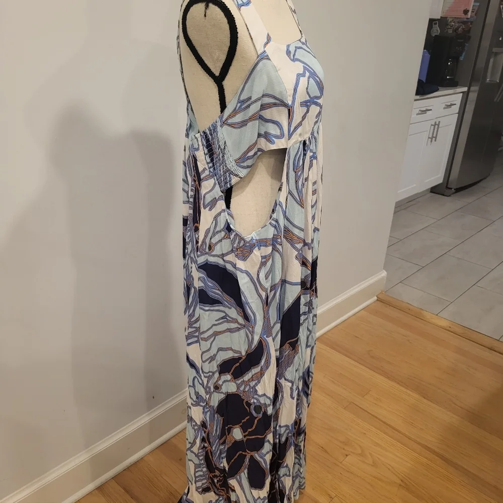 Anthropologie/Elegant Blue and White Maxi Dress - Picture 3 of 7